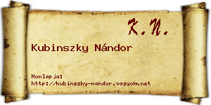 Kubinszky Nándor névjegykártya